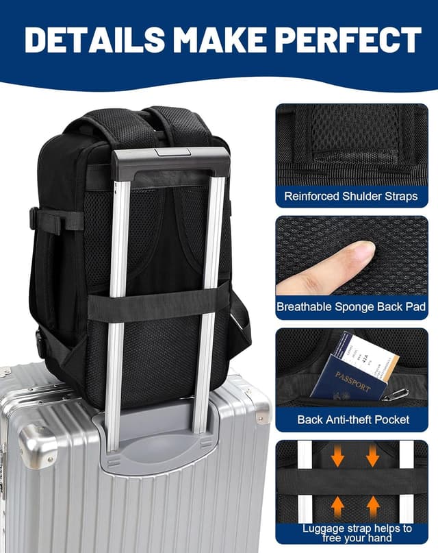 Detalle de MOCOCITO Underseat Cabin Bag 40x20x25L with 15.6-inch laptop pocket