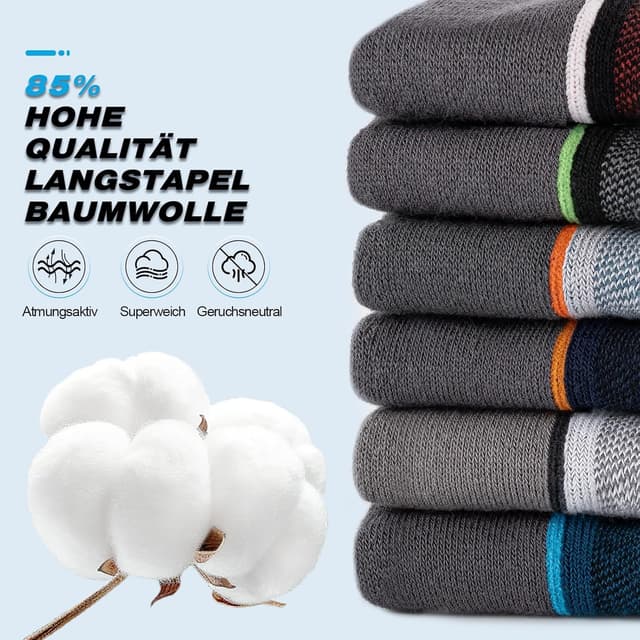 Detalle de Cirorld Sneaker Socken Herren/Damen – 6 Paar atmungsaktive Sportsocken mit Polsterung & Kompression, kurze Laufsocken (Gr. 37–46/43–46/47–50)