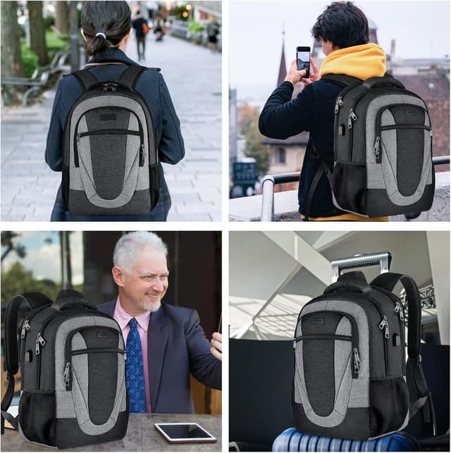 Detalle 2 de BIKROD Rucksack für Damen & Herren mit 17,3-Zoll-Laptoptasche, USB-Anschluss und Anti-Diebstahl-Schutz