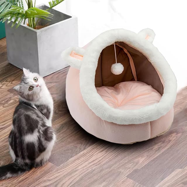 Detalle 2 de Dtopsun Cat Bed Rabbit-Shaped with Hanging Toy 🐱