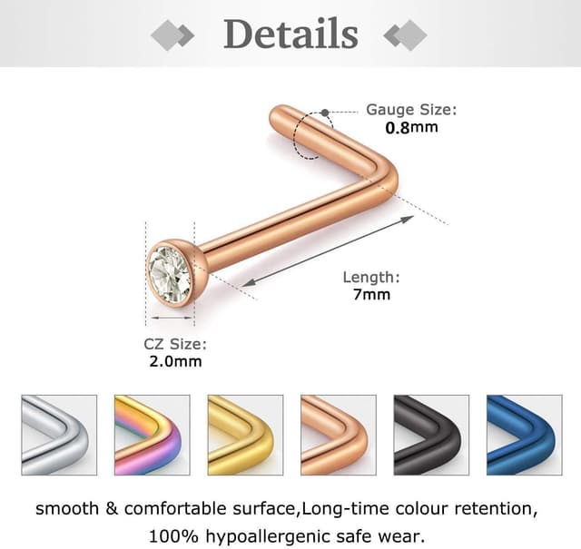 Thumbnail 3 de Briana Williams 6PCS 316L surgical steel nose studs 20G 💍