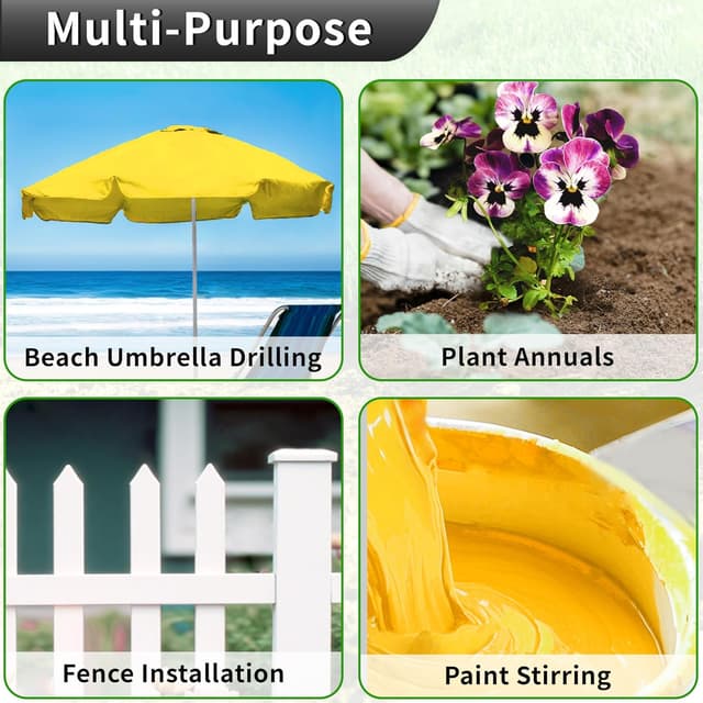 Thumbnail 6 de 5x 80cm garden earth auger drill bit for planting bulbs, post holes and fence work (hex driver, spiral hole digger)