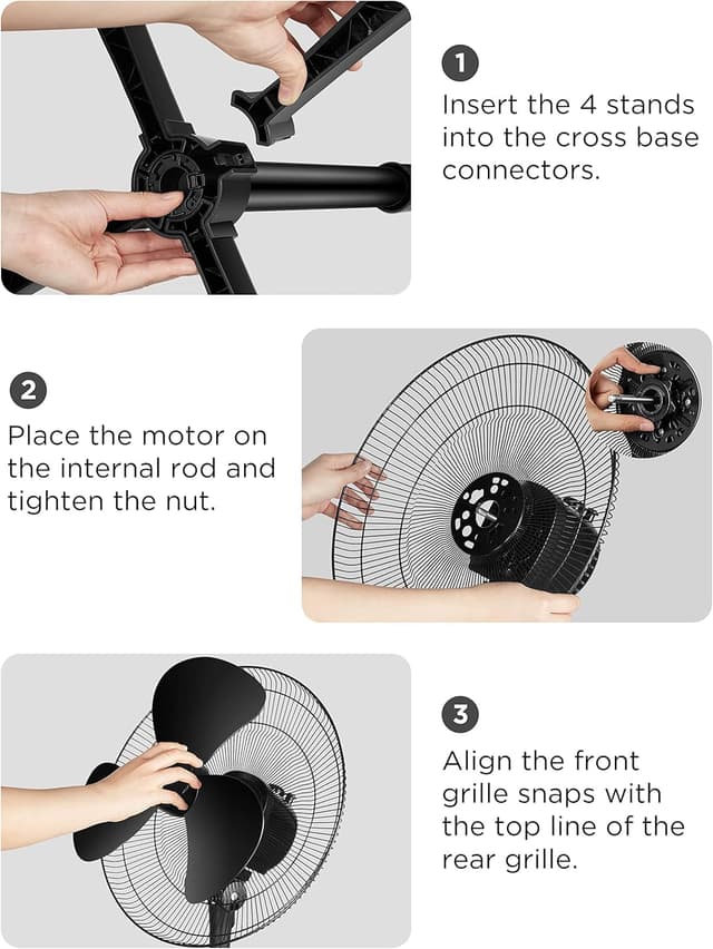 Thumbnail 6 de PELONIS 16-inch Pedestal Fan with 90° Oscillation, 3 Speeds & Adjustable Height (Black) for Bedroom and Home Office