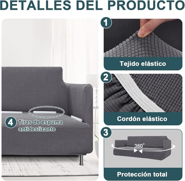 Thumbnail 5 de BellaHills fundas sofá SÖDERHAMN 3+2 plazas antimanchas gris 🛋