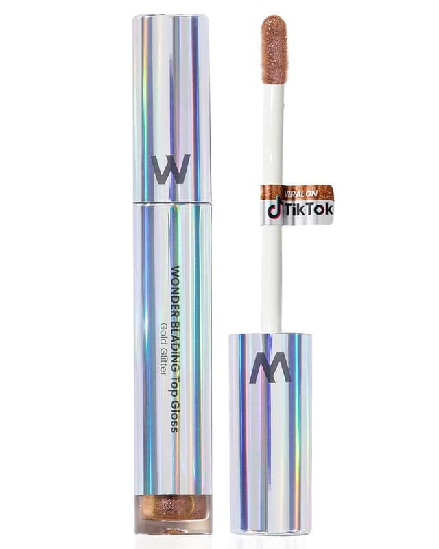Detalle de Wonderskin Lip Gloss Blading Top Gloss Gold Glitter