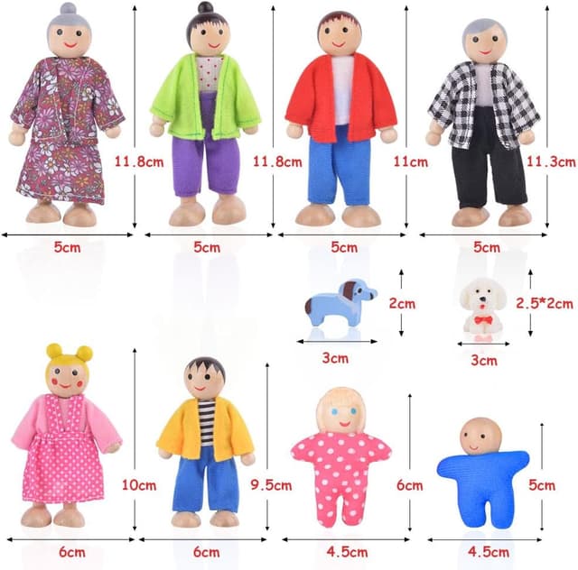 Thumbnail 1 de Aolso Wooden Dolls House Family Set 8 people