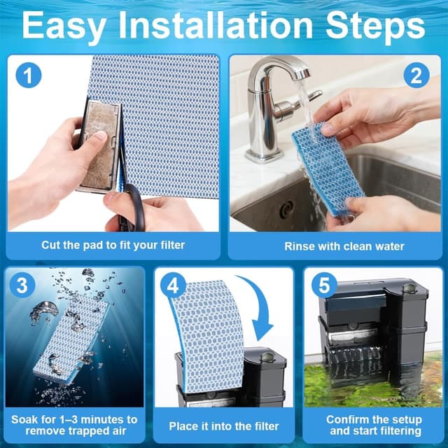 Detalle de APXEL Aquarium Filter Media Sponge Pad (Multi-Layer Foam Filter Floss) – 30 x 40 x 1.5 cm