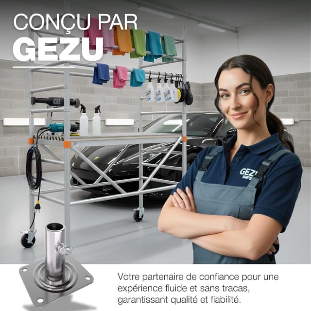 Thumbnail 6 de Plaque de base d’échafaudage GeZu Impex 135×110×120 mm galvanisée (lot de 16) – compatible style Baker