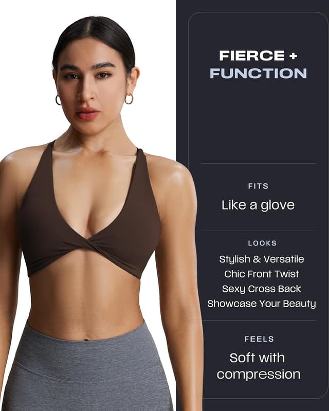 Detalle 2 de Aoxjox Sienna Twist Sports Bra (Workout, Yoga & Running) for Women