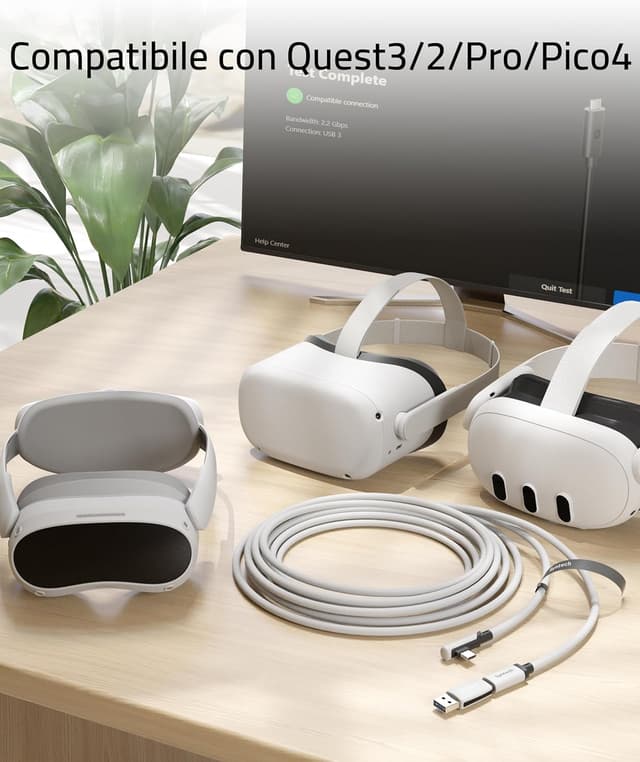 Detalle de Syntech Cavo Link Type-C da 5 m (16FT) USB 3.0 per Meta/Oculus Quest 3, Quest 3S, Quest 2, Quest Pro e Pico 4