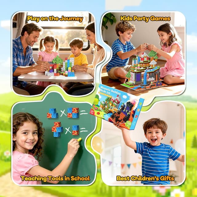 Detalle 2 de Wootoyz 150-piece magnetic building blocks for kids 🧩