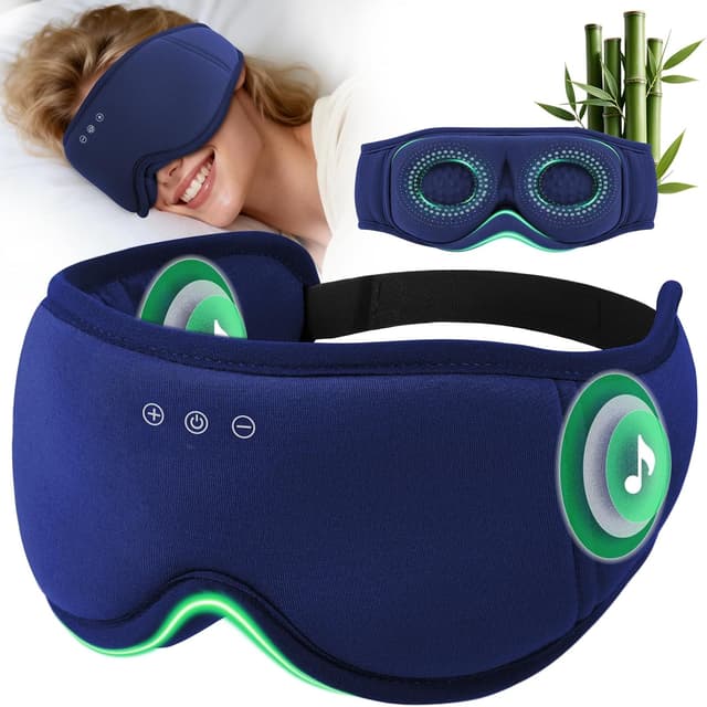 Detalle de MUSICOZY Bluetooth Sleep Mask Headphones with 3D Bamboo Cotton – 100% light blocking for side sleepers
