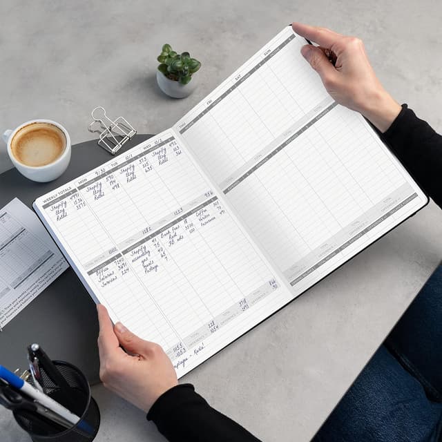 Detalle 2 de Clever Fox Income & Expense Tracker Large A4 Ledger Book (2-Year, Black) – Accounting & bookkeeping record notebook