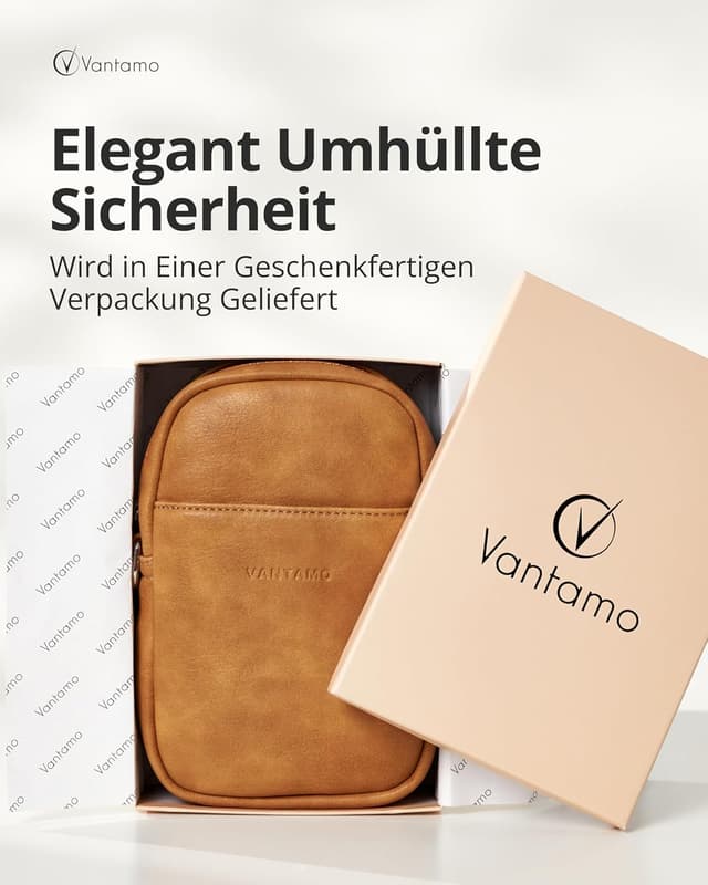 Detalle 2 de Vantamo Damen-Umhängetasche mit RFID-Blockierung & Anti-Taschendiebstahl-Clip – veganes Leder