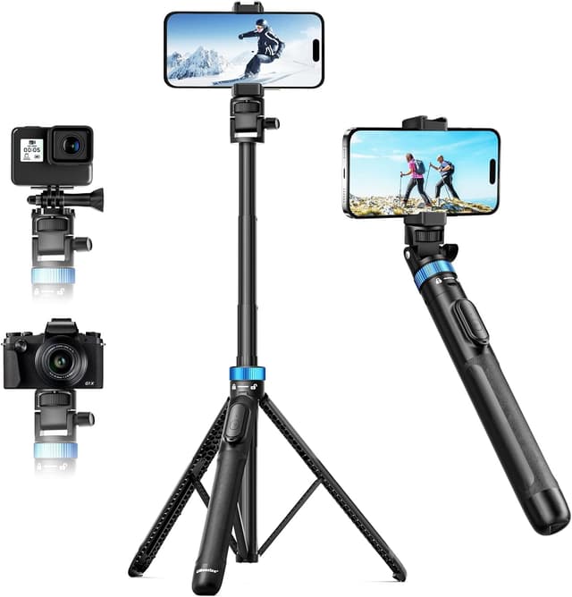 Detalle de UBeesize 72" Phone Tripod with Phone Holder and Remote — Adjustable Stand for iPhone, Android, Cameras, and Action Cams