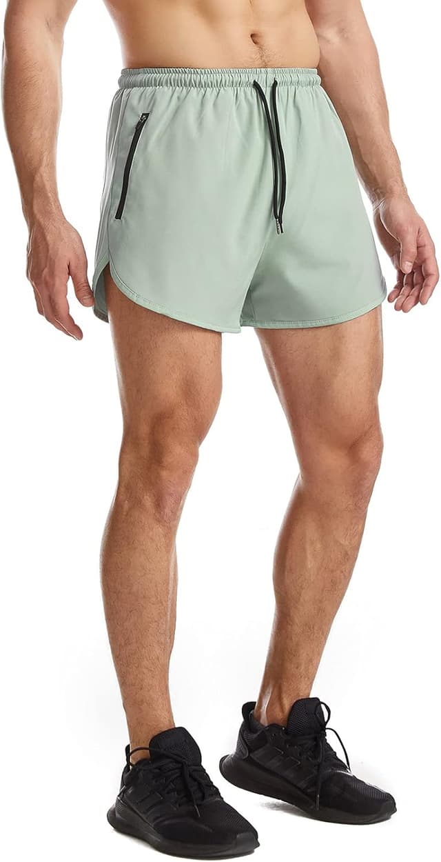 Detalle de Suwangi Uomo pantaloncini da running 2 in 1 con asciugatura rapida e tasca interna con zip