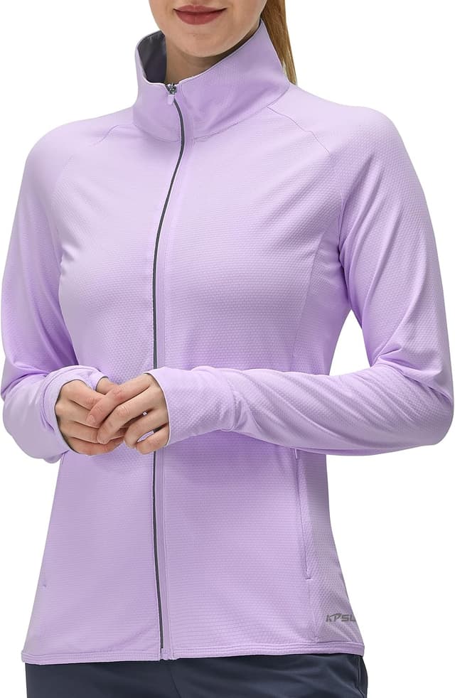 Detalle de KPSUN Women’s UPF 50+ Long Sleeve UV Sun Protection Zip Hiking Shirt Jacket