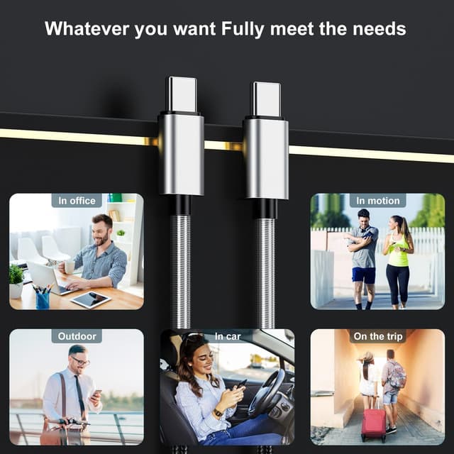 Thumbnail 6 de Jeenek Long USB-C to USB-C Charger Cable (10ft) — 60W Fast Charging Cord