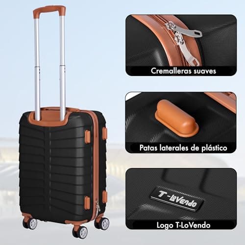 Detalle de Juego de 3 maletas T-LOVENDO.ES rígidas ABS con ruedas 360° (cabina, mediana y grande)
