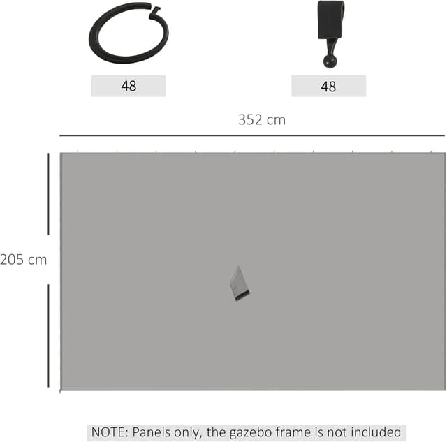 Detalle de Outsunny 4 parois latérales pour tonnelle rigide 300 x 400 cm (gris) : protection pluie, vent et soleil