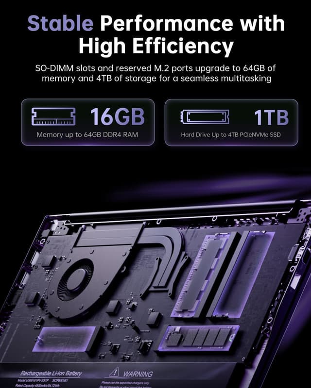 Detalle de Tivique Ordinateur Portable Gaming 15,6" avec Ryzen 7 5825U, 16 Go RAM et SSD 1 To