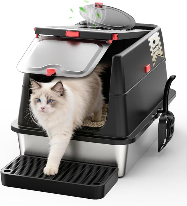 Detalle de Stainless Steel Cat Litter Tray XXL 38L