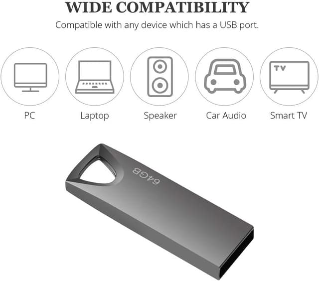 Detalle de Penna USB 64 GB mini impermeabile (chiavetta USB 64GB) per PC, laptop e auto – grigio