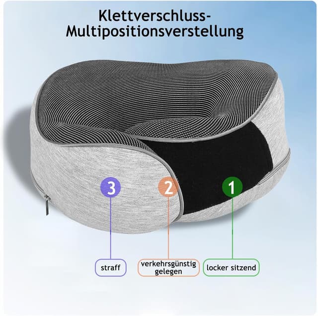 Detalle de Dreamjoys Reisekissen „Flugzeug 2.0“ – Nackenkissen für Reise, Memory Foam & 360°-Stütze