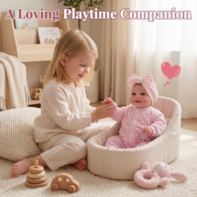 Detalle 2 de BABESIDE Rinato Bambino Bambola Sunny da 17 pollici con corpo morbido in tessuto