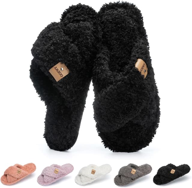 Thumbnail 6 de GOEWY Weiche Damen-Hausschuhe mit Memory Foam und offener Zehenpartie – weiche Trend-Slides für Schlafzimmer