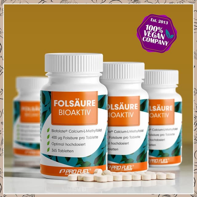Detalle de Folsäure BIOAKTIV 400 µg (365 Tabletten) mit Biofolate® L-5-MTHF – vegan & laborgeprüft