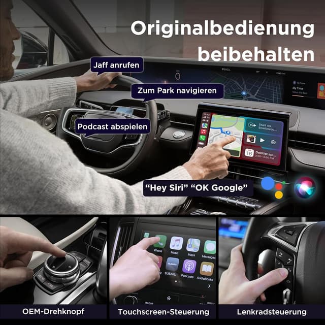 Detalle de MSXTTLY U2AC-01 Wireless CarPlay & Android Auto Adapter (U2AC-01) – kabellos per USB, schwarz