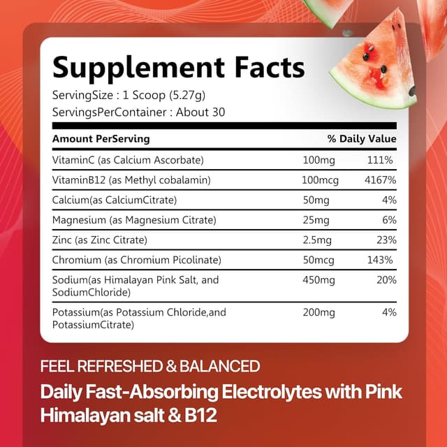 Thumbnail 1 de Rosabella Watermelon Electrolyte Powder – Sugar-Free Hydration 30 Servings 🍹