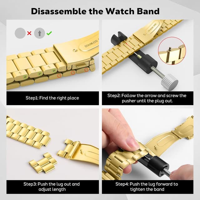 Detalle 2 de MoKo thin stainless steel Apple Watch band (Gold) for Ultra, Series 11–1, SE and 44mm models