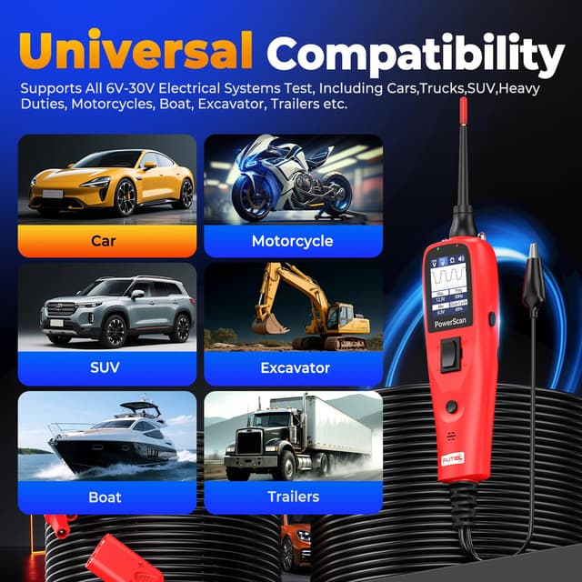 Thumbnail 6 de Autel PowerScan PS100 Automotive Circuit Tester 2.0 (12-24V) with 20ft Extension Cord