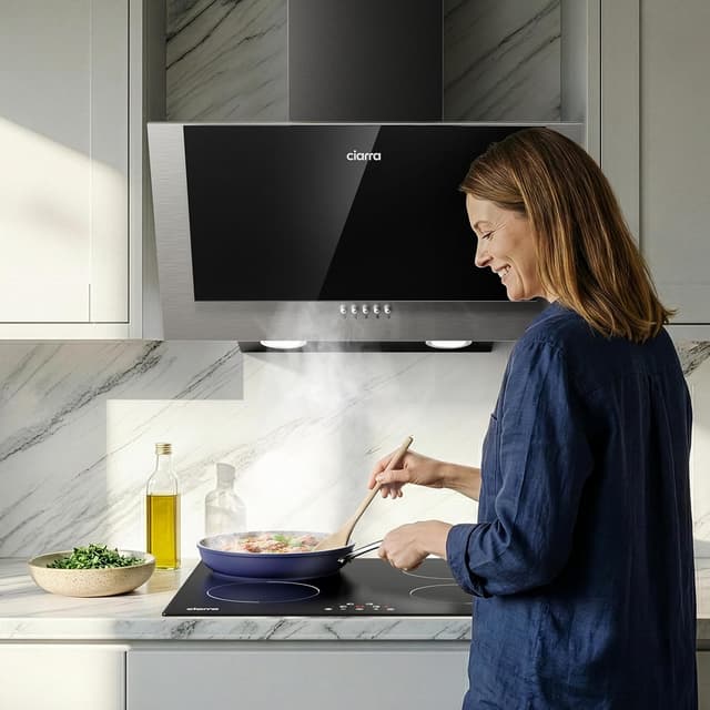 Detalle 1 de CIARRA CBCB6736C A++ Dunstabzugshaube (60 cm) Schräghaube, Umluft/Abluft bis 350 m³/h