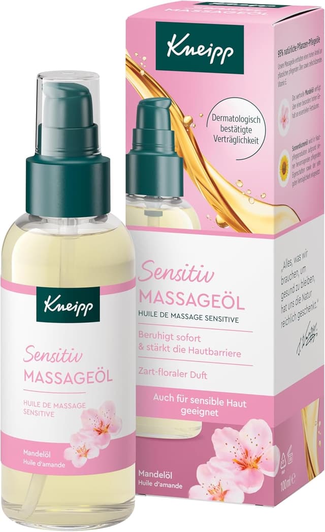 Detalle de Kneipp Olio per massaggi sensistivi con olio di mandorle e pelli sensibili, 100 ml