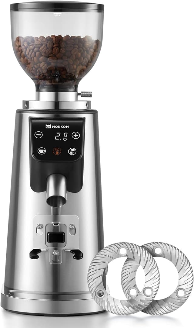 Detalle de MOKKOM 64mm flat burr grinder timer