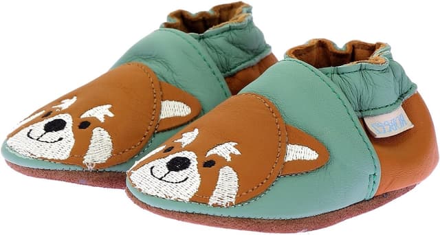 Detalle de Robeez Gingerbear Chausson garçon en cuir souple à semelle antidérapante