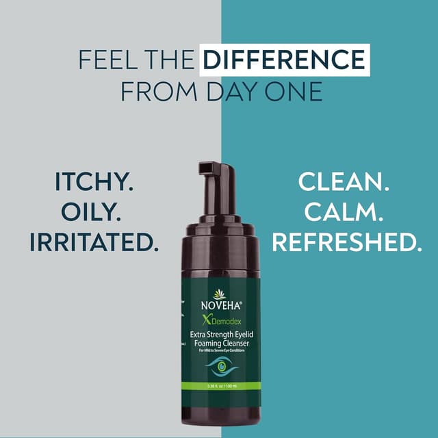 Detalle de Demodex Eyelid Cleanser Foam with Extra Strength Tea Tree Oil (3.38 fl oz / 100ml) — Daily Wash for Eyelids & Eye Irritations