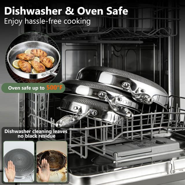 Thumbnail 6 de Vocvee 12-Inch Nonstick Frying Pan with Lid (Hybrid Stainless Steel, Stay-Cool Handle)