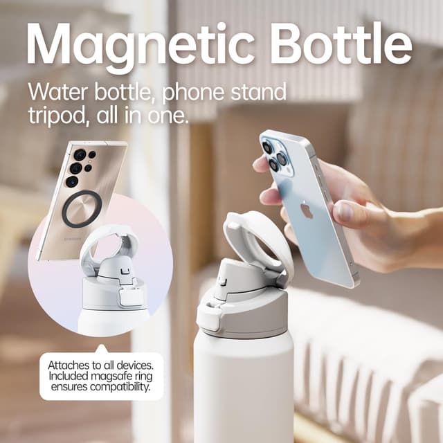 Detalle 2 de Magcheer 2L Magnetic Water Bottle with Phone Holder (White) – 48 hours cold trip bottle