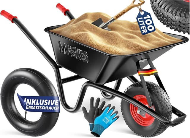 Thumbnail 6 de MASKO Schubkarre 100 l 250 kg mit 16 Zoll Luftreifen