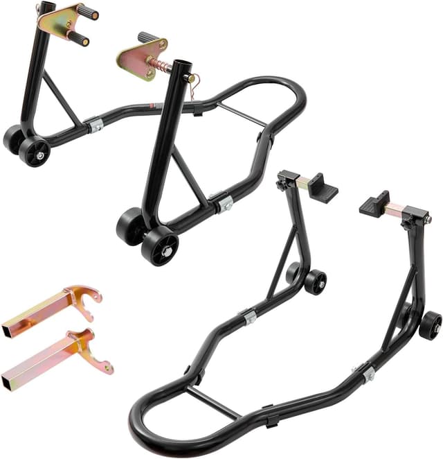 Detalle de Vevor Motorcycle Stand Lift 850 lb Front/Rear Combo (Front Wheel Fork + Rear Swingarm Spool)