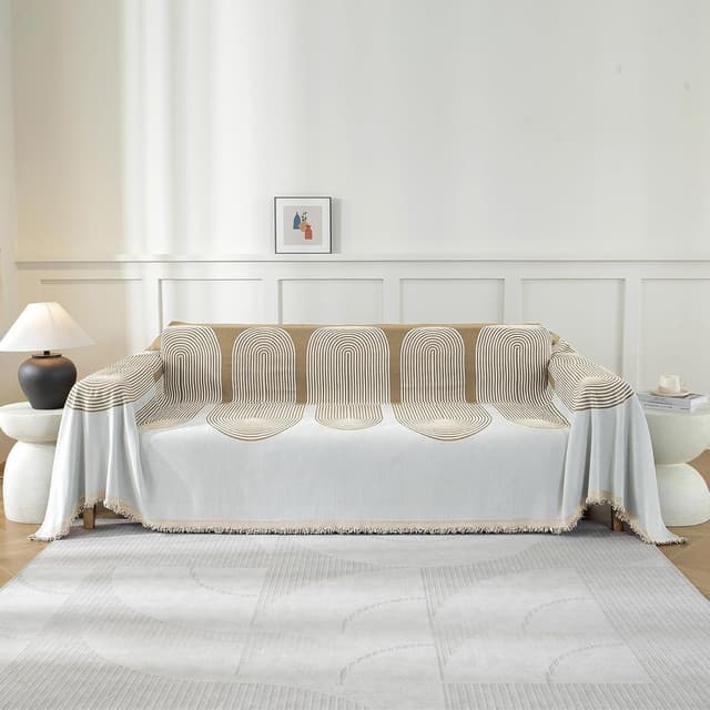 Detalle de YSTELLAA Housse de canapé 4 places 180×380 cm – protection, tissu 100% polyester, kaki-arc