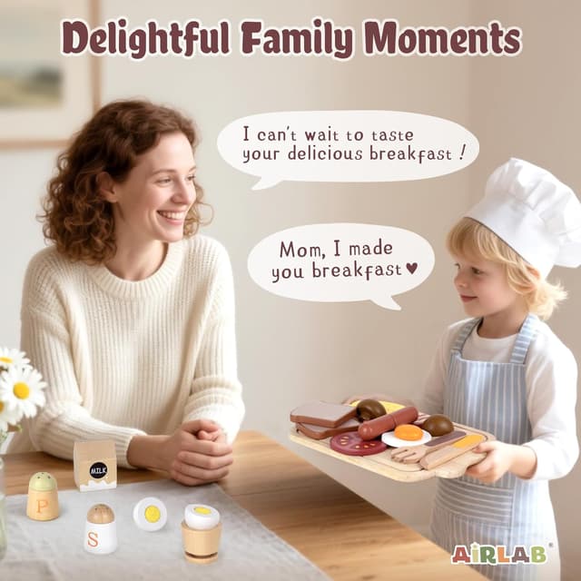 Thumbnail 5 de Airlab Kinderküche Holz-Spielset für Frühstück 🍽