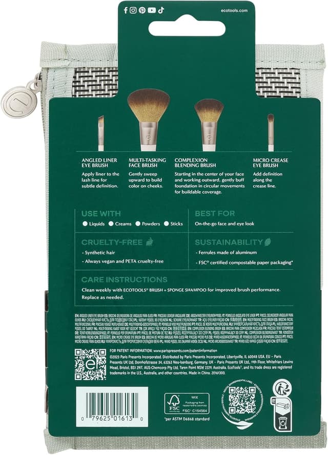 Thumbnail 8 de ECOTOOLS On-the-go Style Kit 🖌️ Set de 4 Brochas y Neceser Blanco