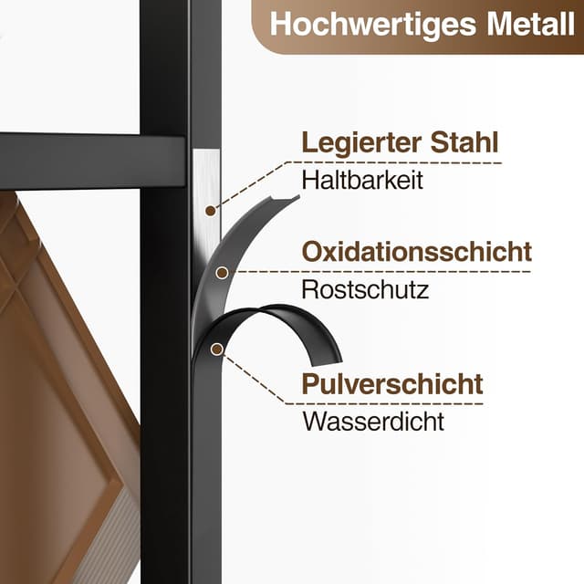 Detalle de pickpiff 4-Kästen Getränkekistenregal mit Ablage – Schwarz, Metall, 2 Ebenen für Küche, Wohnzimmer & Keller