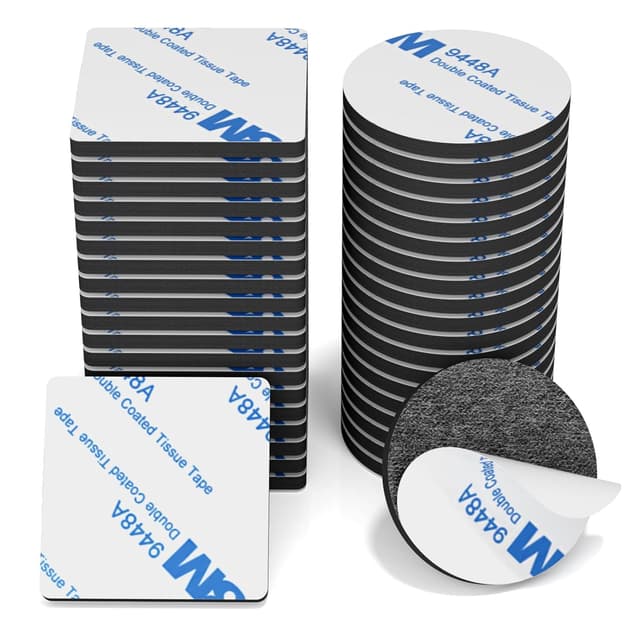 Detalle de HOMMAND Pads Biadesivo Extra Forte in schiuma EVA (40 pezzi) quadrati e tondi, nero