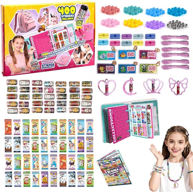 Detalle de Afufu Sticker Bracelet Making Kit for Girls (Age 3+), 400 Mini Holographic Stickers & Collecting Album